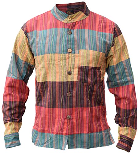 LITTLE KATHMANDU Hombre Rayas Algodón Verano Camisa Large