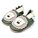 Soft Leather Baby Boy Shoes with Suede Soles by Dotty Fish - Olive Green Bear - 18-24 Months