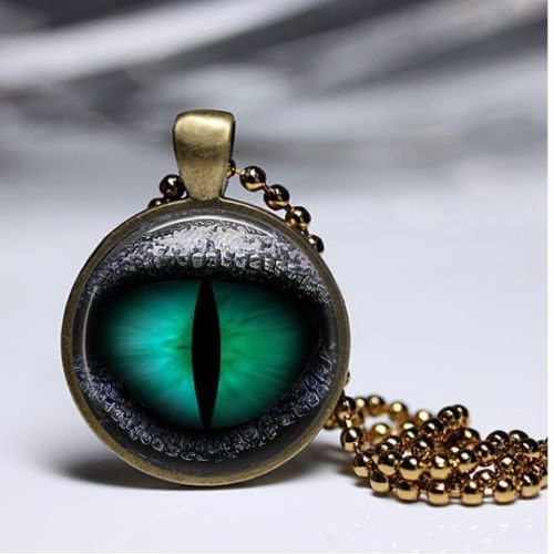 Dragon Eyes Necklace Women and Boys Midsummer July Pendant Metal, Glass Dome Art Pendant,glass Bezel Art Photo