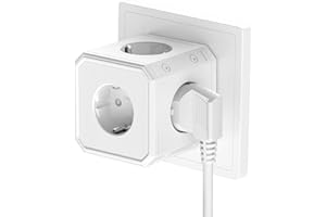 HITRENDS Steckdosenwürfel ohne Kabel, 5 Fach Mehrfachsteckdose mit 5 AC Steckdosen, Mehrfachstecker (4000W MAX/10A), Cube Steckdosenadapter überspannungsschutz für zu Hause oder auf Reisen, Weiß