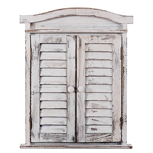 Wandspiegel Spiegelfenster mit Fensterläden 53x42x5cm ~ weiß shabby - 7