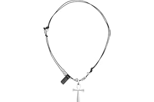 JewelryWe Collana Croce Pendente da Uomo Donna Crocifisso Egiziano Ankh Catena in Acciaio Inox Croce collana d'Oro Argenteo