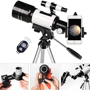 Abhsant Telescopes for Adults Kids Beginners - 70mm Aperture 400mm Telescope, with smart phone adapter FMC Optic for View Moon Planet - Portable Refractor Telescope with Adjustable Tripod Finder Scope