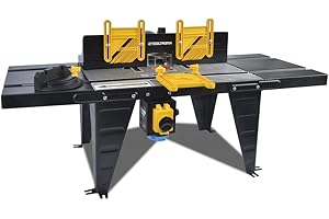 ALLIED UK ToolTronix 1800W Bench Mounted Electric Router Table Aluminium Surface 460mm x 335mm, NVR No Volt Release Switch, Three Feather Boards, Extension Tables