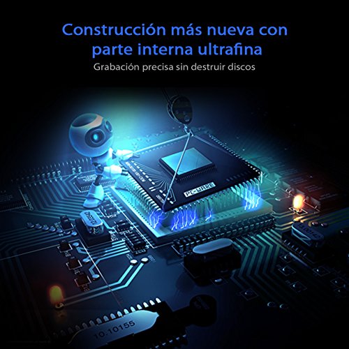 TOPELEK Unidad Externa de CD DVD  Port  til Grabadora y Lector de CD DVD y Reproductor Ultra Slim  Bajo Consumo de Energ  a  Transferencia R  pida de Datos  para Win7   WIN8   XP Vista   Linux Mac OS