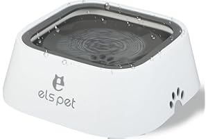 LROCOTANC Gamelle pour Chiens et Chats 1L, Blanche, Design Anti-éclaboussures et Anti-Renversement, avec Plaque Flottante à Double Couche, système de Boire Lentement, Anti-débordement, Pratique et hygiénique