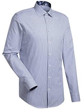 JACQUES BRITT Business Hemd Custom Fit Langarm Bügelleicht Streifen Businesshemd Kent-Kragen Manschette weitenverstellbar