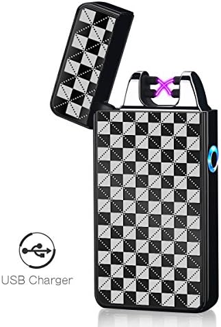 Usb Lighter,Lighters for Men and Women Windproof Usb Rechargeable Arc lighter Electric Lighter Best Gift (F-BLACK)