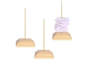 GUOKOFF Spike per Ricevute, 3 Pezzi Fattura Forcella, Porta Memo in Carta, Porta Scontrini Tavolo, Supporto per Banconote Spike, Spike per Banconote con Base in Legno
