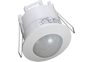 Abacus Range 360 Degree Recessed Ceiling Mounted PIR Motion Sensor for House Security | Wall Mounted 1200/300w Max Adjustable Passive Infrared Motion Detectors, 8m