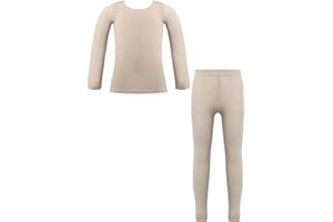 Freebily Kinder Mädchen Thermowäsche Set Thermo Langarmshirt Top Strumpfhose Mit/Ohne Fleece Sport Ballett Tanz Training Unterwäsche Outfits