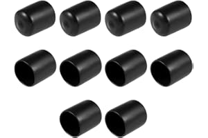 TA-VIGOR 10Pcs Rubber End Caps, 20mm ID Round Flexible Screw End Caps Thread Protectors, Black Vinyl Bolt Covers Rubber Covers for Screws, Tubes, Cables, Wires, etc