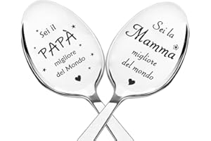 ZALINGO Cucchiai da caffè incisi, Miglior papà del mondo, Migliore mamma del mondo, Cucchiai da tè in acciaio inossidabile, Regali per il padre, Madre, Genitori, Regalo di compleanno, Regalo di festa del papà