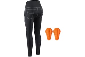 WOSAWE Women's Motorcycle Pants Stretchable Yoga Butt Lifting Leggings High Waist Protective Cargo Leggings