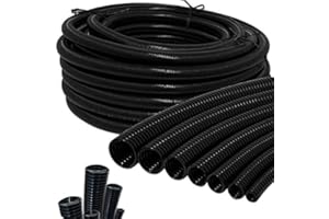 FLEX-IT FLEXIBLE CONDUIT 25mm Quality Split Black Polypropylene Flexible Conduit - Trade Size 25mm - Internal 19.9mm - Length 25 Meter Coil - IP40 - Low Smoke Zero Halogen - UV Resistant - UK Manufactured - Highly Flexible