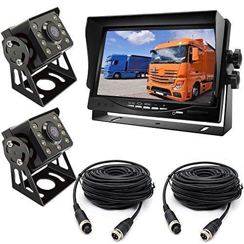 2×8LEDs Ángulo de Visión de 120 ° de Ancho IR Night Vison Cámara de Estacionamiento a Prueba de agua con 15M cable + 12V-24V 7 "TFT LCD HD Monitor de coche para Autobús /Camión /Remolque/ RV