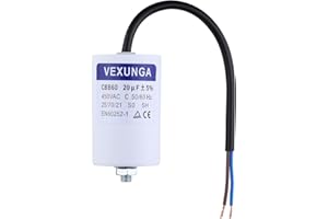 VEXUNGA 20µF 450V Motorkondensator Anlaufkondensator Kondensator 20uF 20 uF 450 Volt 45x70MM CBB60 kondensatoren Kabel M8 für Elektromotor