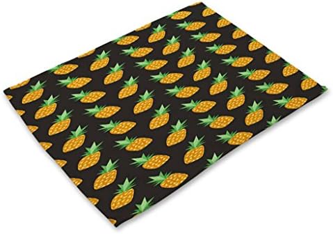 GT Placemat, Fruit, Pineapple, Cotton and linen, Printing, Western mats, Rectangular, Non-slip mat, Heat-resistant, waterproof mats, Kitchen, Tableware mats, (4*Placemats, 42*32CM)
