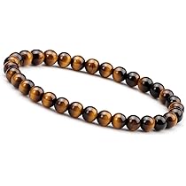 Bracelet élastique pierre de lave de 6 mm et véritable perle de culture de Tahiti