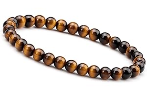 Unique Gems Bouddha Bracelet de perles Oeil de tigre Ø 6mm pierre naturelle pour enfants élastique 13cm à 15cm