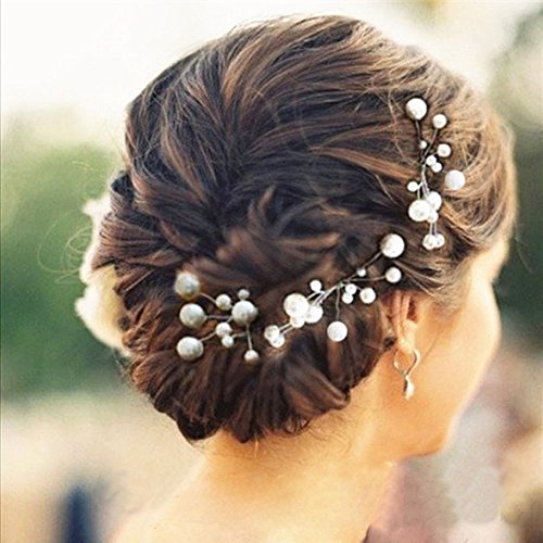 Musuntas 6 Stk. Perlen Strass Hochzeit Brautschmuck Braut Haarschmuck Strass Haarklammer - 2