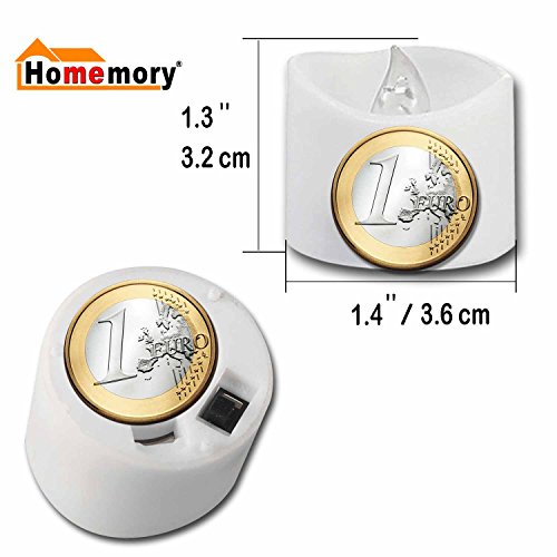 Homemory 12 led flammenlose kerzen, 3.8cm elektrische flackernde batteriebetriebene teelichter, led votivkerzen warme weiße - 7