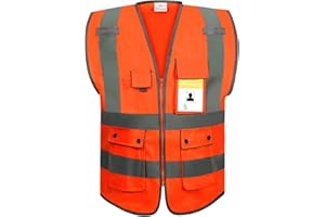 Ryaco Gilet di Sicurezza Riflettente, Alta visibilità Gilet di Sicurezza Riflettente con Tasche e Cerniera per Lavori all'aperto, Ciclismo, Jogging, Passeggiate, Sport