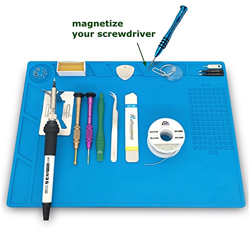 BTSHOW Magnetishce Lötunterlage/Silikonmatte Hitzebeständige Lötmatte Reparaturmatte/Hitzeschutmatte/Projektmatte von Lötkolben, Heißluftgebläse für Lötstation, Smartphone, Computer Reparatur, Silikon Anti-Rutsch Arbeitsunterlage Magnetic Project Mat, Geschenk für Techie 35x25CM - 7
