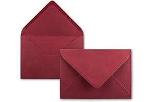 ‎FARBENFROH BY GUSTAV NEUSER 50x kleine Umschläge in Dunkelrot DIN C7 8,1 x 11,4 cm mit Spitzklappe und Nassklebung in 110 g/m² - kleiner blanko Mini-Umschlag
