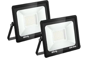 toobettp 50W LED Strahler Außen, IP66 Wasserfest LED Strahler, Superhell 5000LM Fluter Flutlicht 3500K Warmweiß, LED Scheinwerfer Aussenstrahler für Gärten, Innenhöfe, Garage, Hotel, 2-teilig