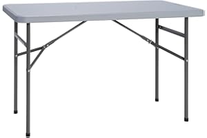 Solycarpa Mesa Rectangular 120 x 60 con Patas Plegables de Exterior, Jardín, Catering y Hostelería. Auxiliar para Comedor y Camping, de 4 o 6 Personas, Fácil de Transportar, Portátil y de PVC.