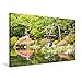 Produktbild Calvendo Premium Textil-Leinwand 75 cm x 50 cm Quer, Eine Steinlaterne, die in keinem Japanischen Garten Fehlen darf in Einer prächtig blühenden Gartenanlage | Japanischer Garten, Japan Kunst Kunst