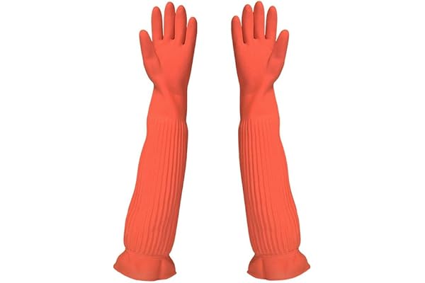 Återanvändbara gummihandskar Ruilonghai orange, längd M/L, vattentäta, skärbeständiga, för disk- och biltvätt, unisex vuxen