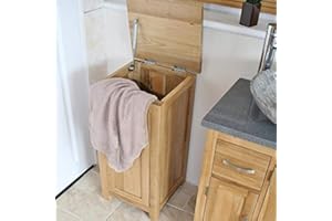 bathrooms & more store Oak Laundry Bin with Hydraulic Damper | Oak Laundry Basket H75 x D35 x W35cm