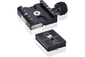 UTEBIT 50mm Schnellwechselplatte Klemme kompatibel mit Arca Swiss, Universal Stativ Kamera Schnellwechselplatte mit Wechselplatte 1/4" 3/8" Schraube Adapter Wasserwaage Schnellkupplungsplatte