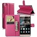 Produktbild HL Brothers Huawei P8 Fällen, Premium PU Leder Wallet Flip Case Cover mit Standfunktion Card Karte Halter für Huawei Ascend P8 2015 Smartphone rot rose