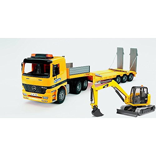 Preisvergleich Produktbild Bruder 1841 MB Actros Tieflader mit Minibagger .