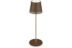 Briloner - Lampada da tavolo senza fili, 2 lampade in 1, lampada comodino dimmerabile, Lampada da Esterno, abat jour da comodino, lampada da tavolo ricaricabile, lampada scrivania, marrone oro