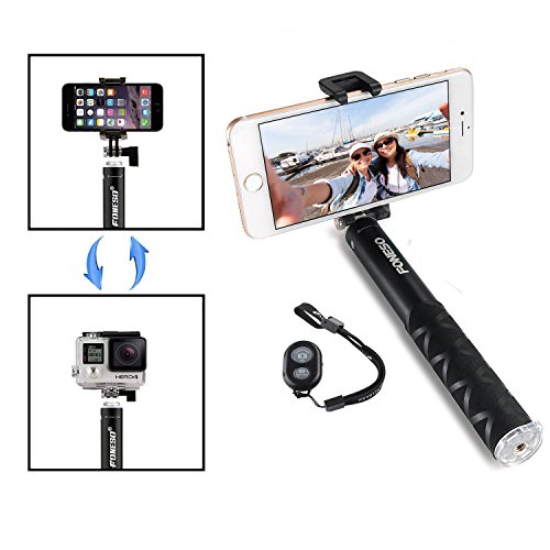Selfie palo  Foneso Selfie Bluetooth Selfie Stick Monopod Profesional Ajustable Auto-bloqueo con control remoto para Smartphones y GoPro Negro