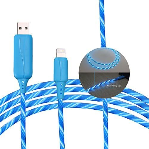 BEISTE ECTY Visible Flowing EL Light Cable Fast Charging Line Lightning to USB Cable(2.6ft) for iPhone6/6s/6 plus/6s plus, iPhone SE/5/5s/5c,iPad, iPod Nano 7,iPod 5 (Blue)