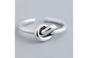 HCMA Anillos de Plata con Nudo Retro Simple de Plata 925, Anillo de tamaño Ajustable, joyería para Mujeres