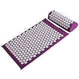 Basebody Massager Cushion Acupressure Mat Relieve Stress Pain Acupuncture Massage Pillow Spike Yoga Mat with Pillow (Purple))