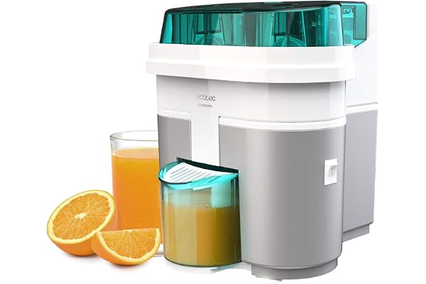 Cecotec Presse-agrumes électrique EssentialVita Twice White. 90 W, double tête et coupeur, filtre pour pulpe, verre 500 ml, pièces lavables au lave-vaisselle
