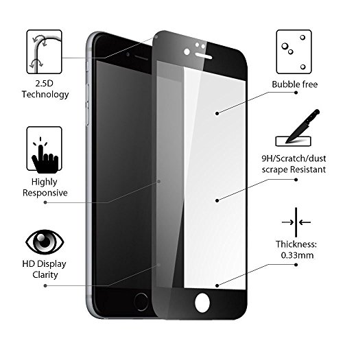 iPhone 7/iPhone 8 Screen Protector, KlearlookÂ® [Case Friendly Design] Edge-to-Edge Crystal Clear Tempered Glass Screen Protector for Front + [Update for Back]Full Coverage Carbon Fibre Sticker Back Protector for Apple iPhone 7/iPhone 8 [Black Frame]