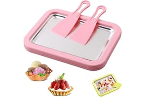 HOIDOKLY Kit de máquina de helado enrollado, bandeja de helado enrollado para casa con 2 raspadores, máquina de helado enrollado casero DIY, máquina de helado para hornear instantánea y fácil para niños