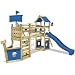 Produktbild WICKEY Spielturm StormFlyer Kletterturm in Schiffsoptik mit Rutsche Schaukel Sandkasten und Kletterwand, blaue Rutsche + blaue Plane
