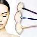 LEAPCROWN 1 Pc Professional Blush Brush Makeup Tool Fan Shape Small Size Champaign Gold