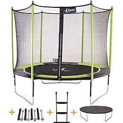 Kangui - Trampoline de Jardin 305 cm + Filet de sécurité + échelle + bâche de Protection + kit d'ancrage JUMPI Pop 300