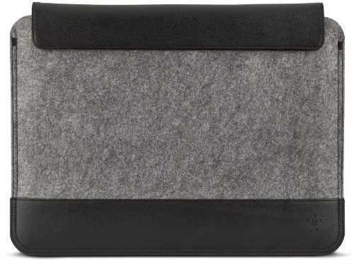 Belkin Wollfilz-Schutzhülle mit Lederelementen (geeignet für Notebooks bis 33 cm (13 Zoll)) grau - 3