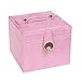 Produktbild AMYMGLL MINI Weicher samt Schmuck Fall und Vitrine 3 Schichten mit Spiegel für Ohrringe Halskette Schmuck Armbänder Organizer Schmuck Aufbewahrungsbox , pink